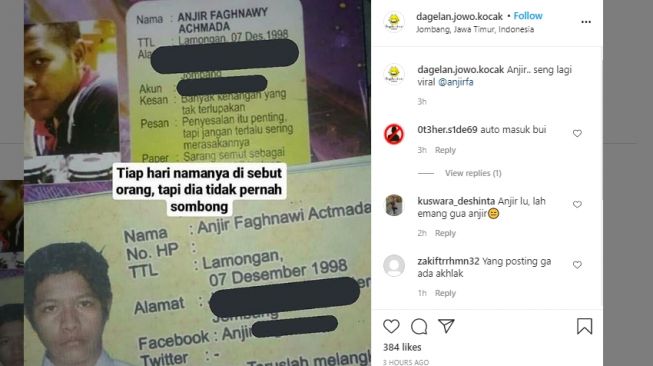 Pemuda Lamongan ini Mendadak Viral Karena Namanya…Anjir!