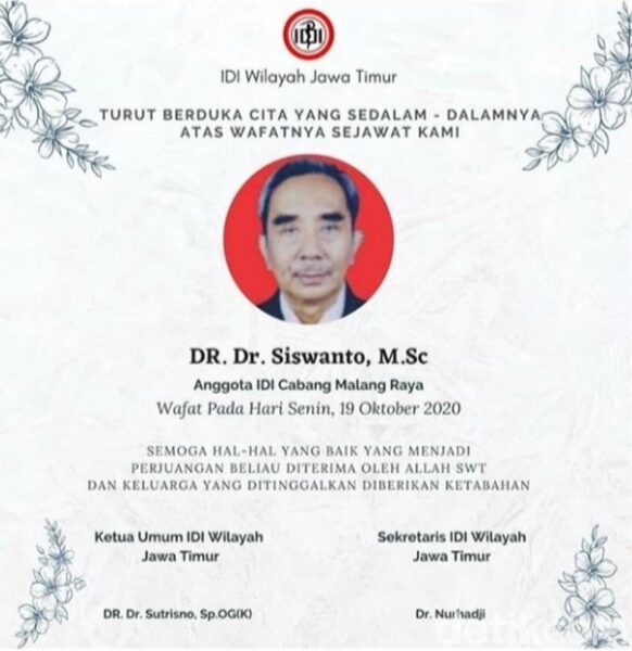 Innalillahi…Dokter di Malang Meninggal setelah 5 Hari Berjuang Melawan Covid-19