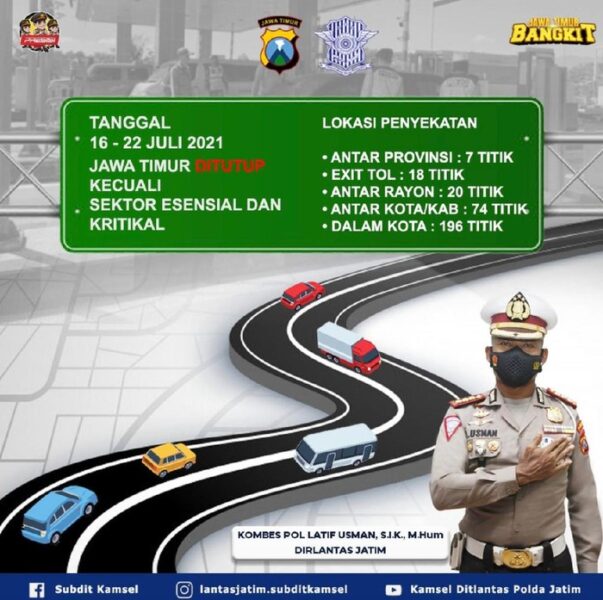 Jelang Iduladha, Polisi Sekat dan Tutup 350 Titik Jalan di Jawa Timur