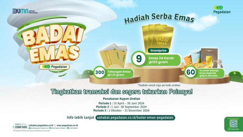 Badai Emas Pegadaian Periode I 2024 Resmi Diundi, Selamat kepada Para Pemenang!