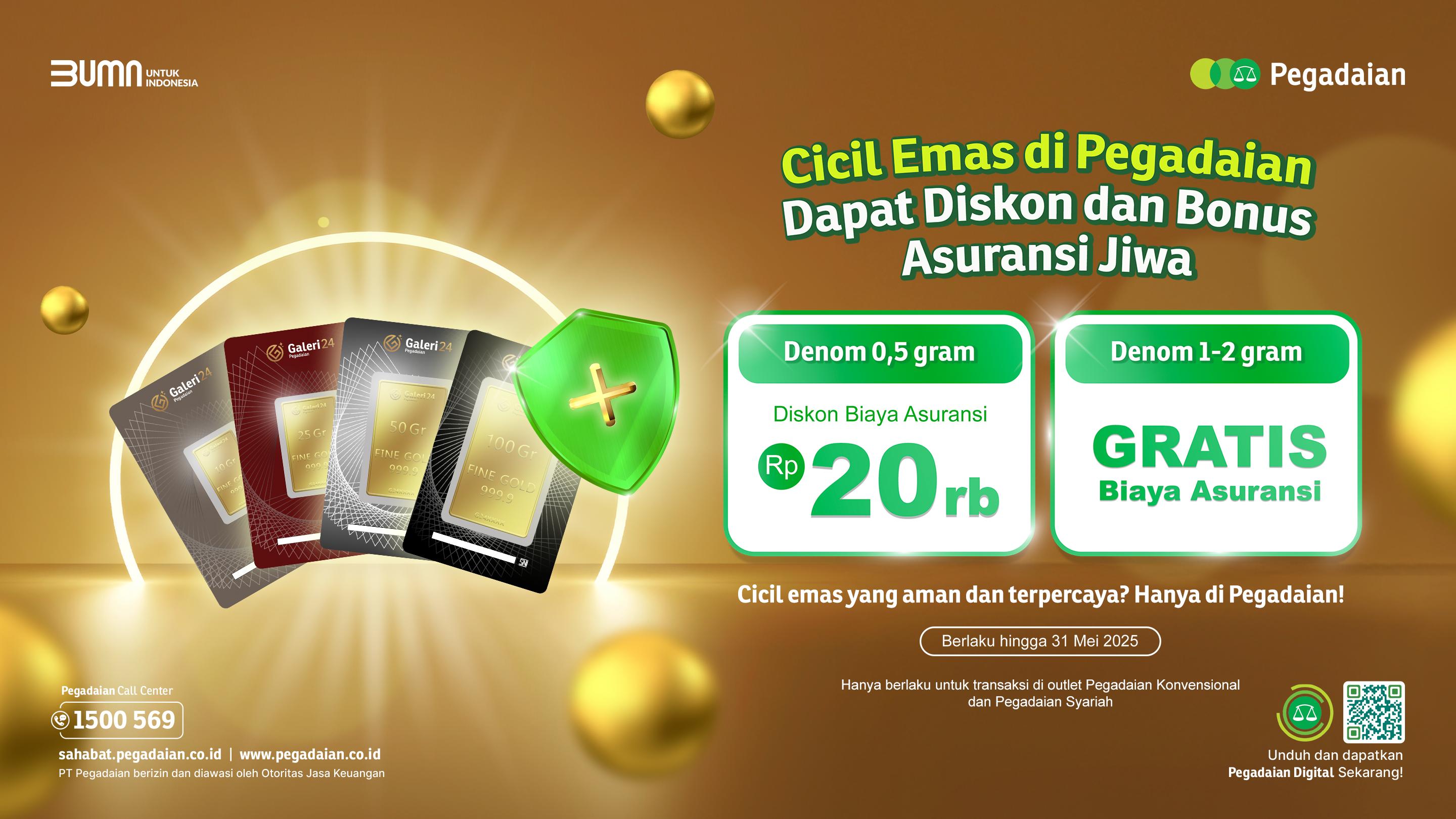 Menarik! Promo Cicil Emas di Pegadaian, Investasi Sekaligus Dapat Bonus Asuransi Jiwa