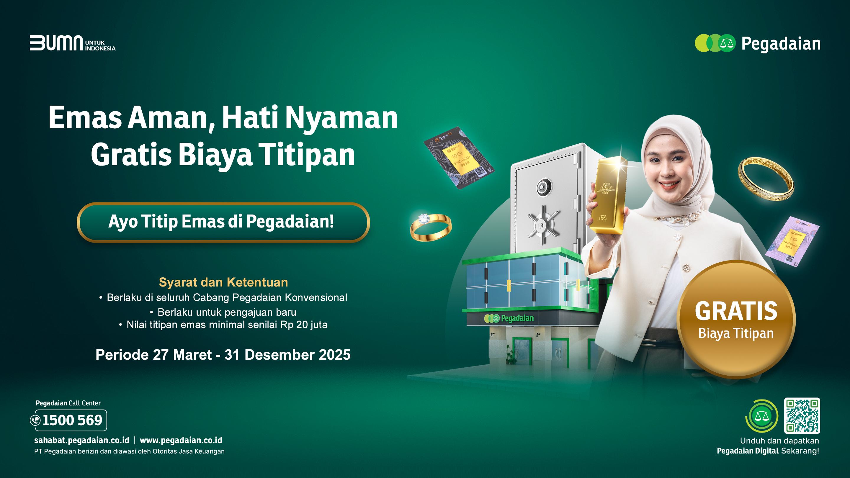Ada Promo Gratis Titip Emas di Pegadaian, Ini Syaratnya
