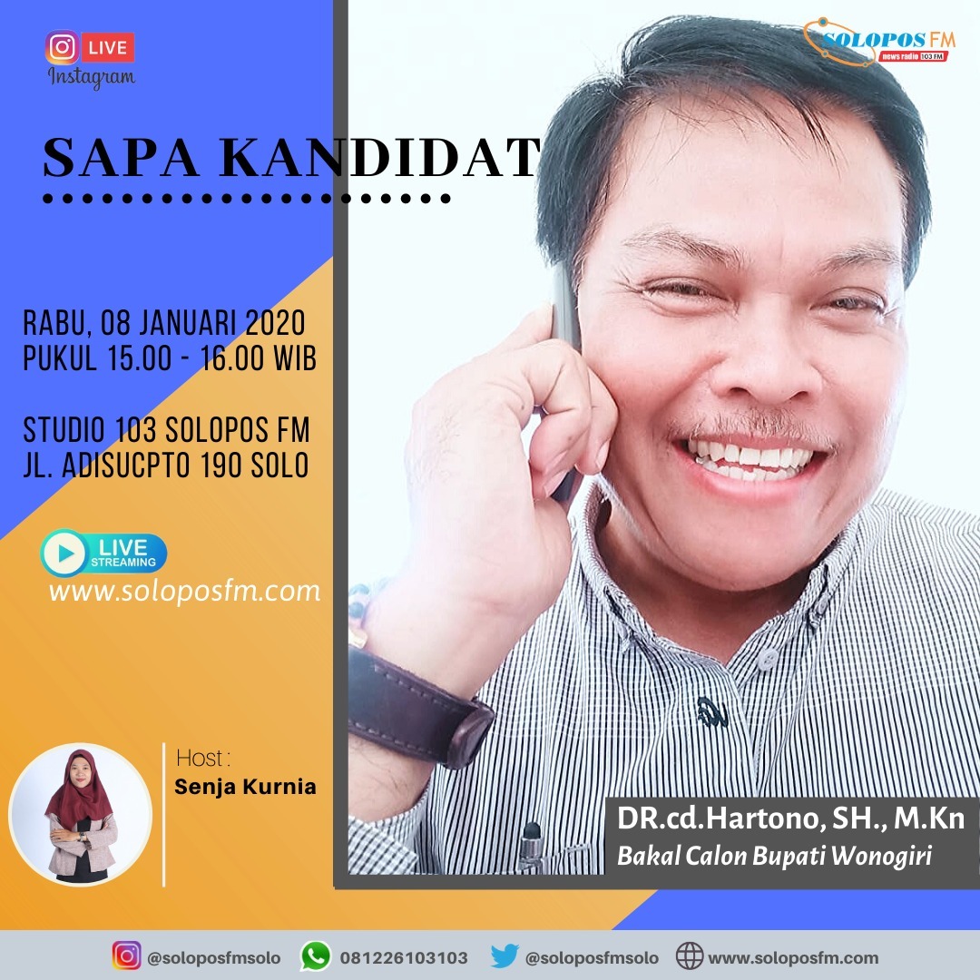 Sapa Kandidat, Hartono, Bakal Calon Bupati Wonogiri Periode 2020-2024