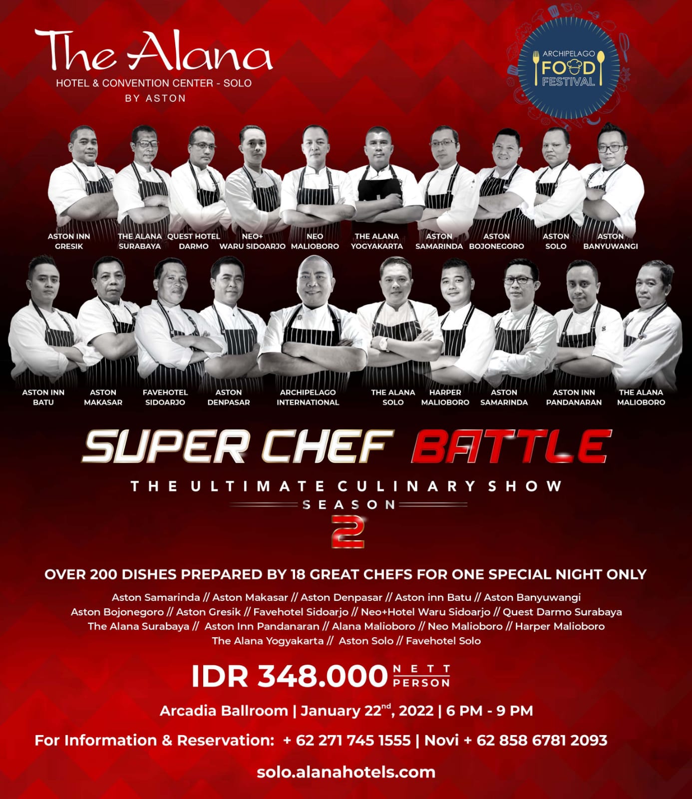 Pertarungan Sengit 18 Executive Chef di The Alana Hotel & Convention Center Solo