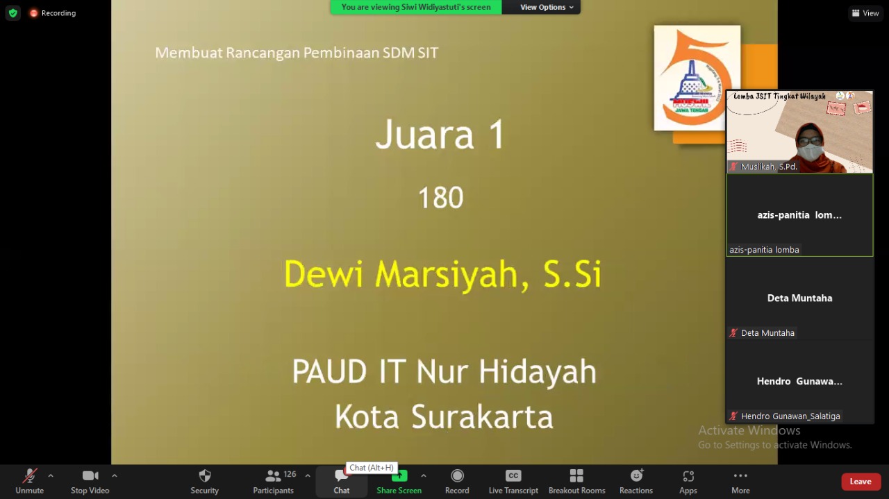 JSIT Kota Surakarta Juara Umum Lomba Siswa, Guru, dan Kepala Sekolah Tingkat Provinsi Jawa Tengah