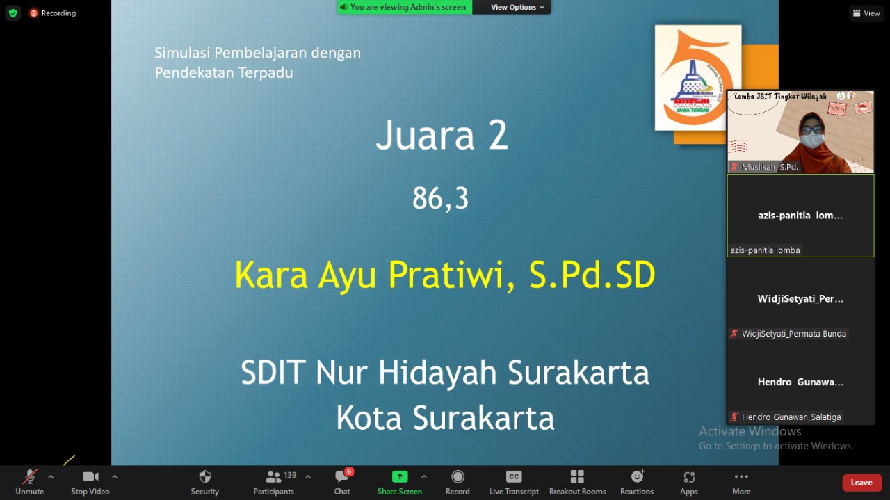 JSIT Kota Surakarta Juara Umum Lomba Siswa, Guru, dan Kepala Sekolah Tingkat Provinsi Jawa Tengah