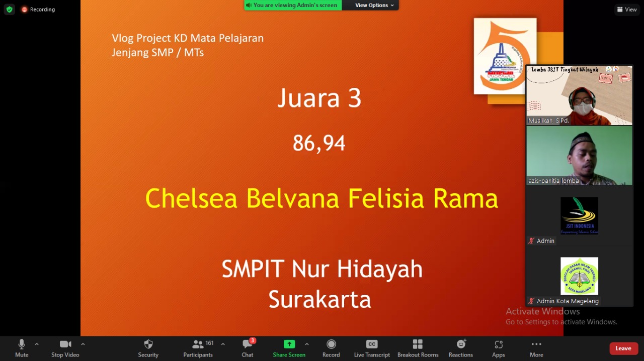JSIT Kota Surakarta Juara Umum Lomba Siswa, Guru, dan Kepala Sekolah Tingkat Provinsi Jawa Tengah