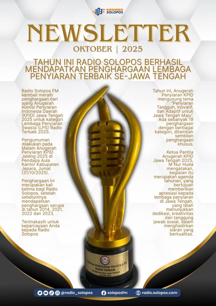 Newsletter Oktober : Radio Solopos Raih Anugerah KPID Jateng 2025