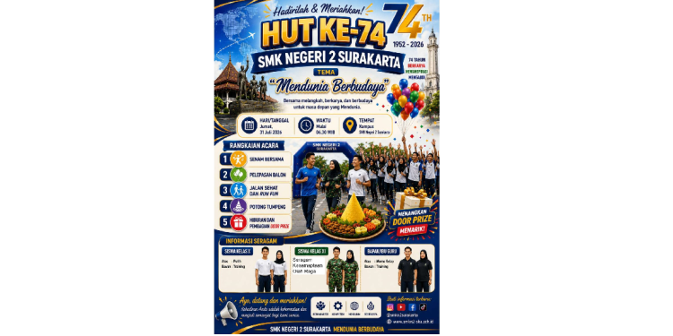 Besok, SMKN 2 Surakarta Gelar Beragam Kegiatan untuk Menyambut HUT Ke-74