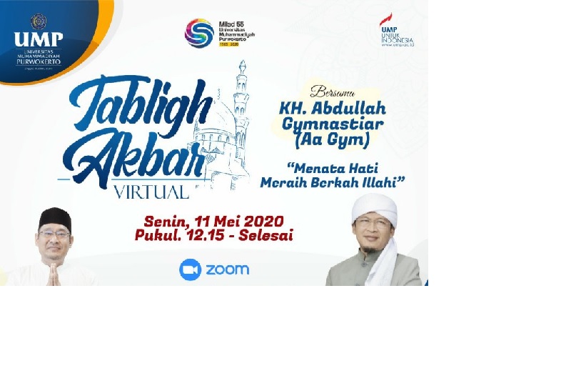 Tablig Akbar Bareng AA Gym Digelar UMP Secara Virtual