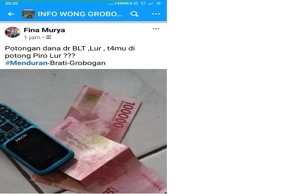Posting BLT Dana Desa “Disunat” di Medsos, Warga Brati Grobogan Meminta Maaf