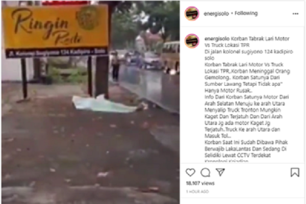 Lindas Pengendara Motor di Palang Joglo Solo, Sopir Truk Kabur…