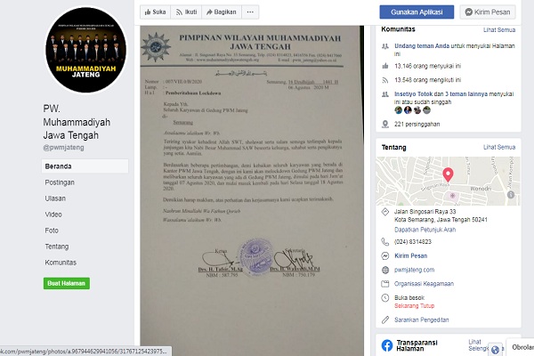 Gedung Muhammadiyah Jateng Di-Lockdown, Pengurus Sebut Ada yang Reaktif Covid-19