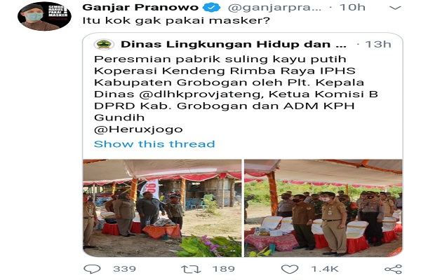 Tak Pakai Masker saat Resmikan Pabrik, Pejabat Pemkab Grobogan Kena Semprot Ganjar