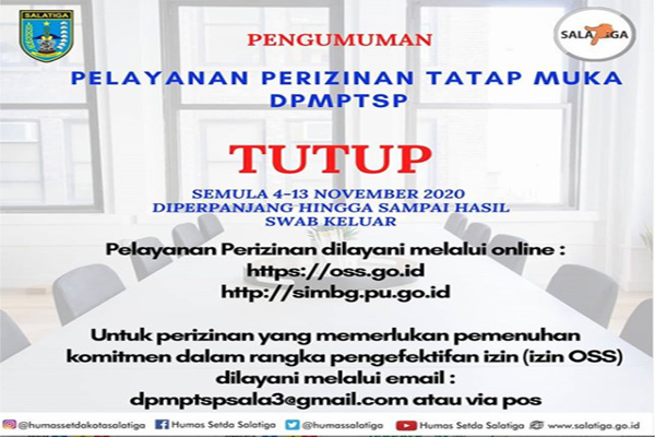 Dua Pegawai Positif Covid-19, Kantor DPMPTSP Salatiga Ditutup