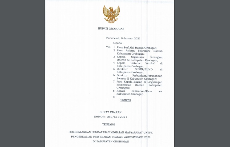 Dua Tempat Ini Dilarang Buka Selama PPKM Di Grobogan