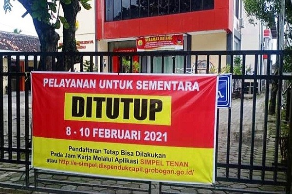 Pegawai Terpapar Covid-19, Kantor Dispendukcapil Grobogan Tutup