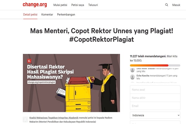 Muncul Petisi untuk Mendikbud, Isinya Minta Rektor Unnes Dicopot
