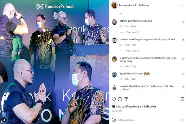 Wali Kota Hendi Pamer Foto Bareng Deddy Corbuzier, Ini Kata Netizen