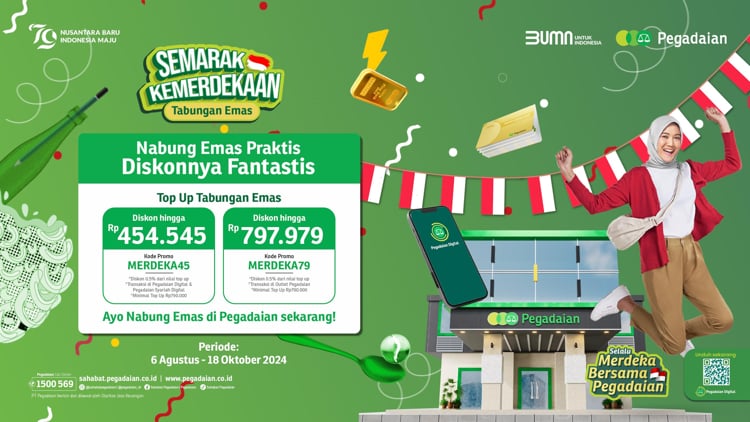 Pegadaian Beri Diskon Tabungan Emas Periode 6 Agustus-18 Oktober 2024