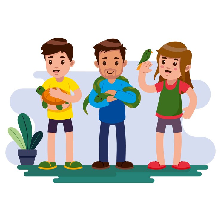 people-playing-with-their-pets-illustration-collection_23-2148530652